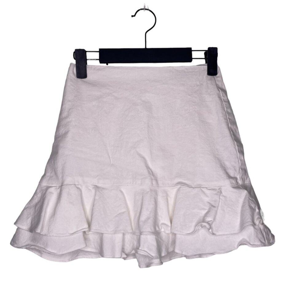 Nova Vintage Womens Skirt Size XS Solid White Mini Short Lined Casual